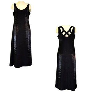 Lori Ann Womens' Black/Navy Empire Waist With Back Detail Maxi Dress Size13/14